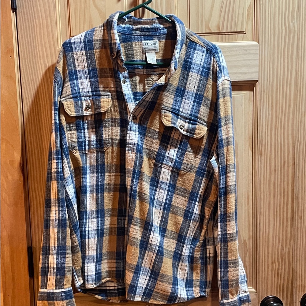 L.L. Bean Blue and Brown Plaid Casual Shirt